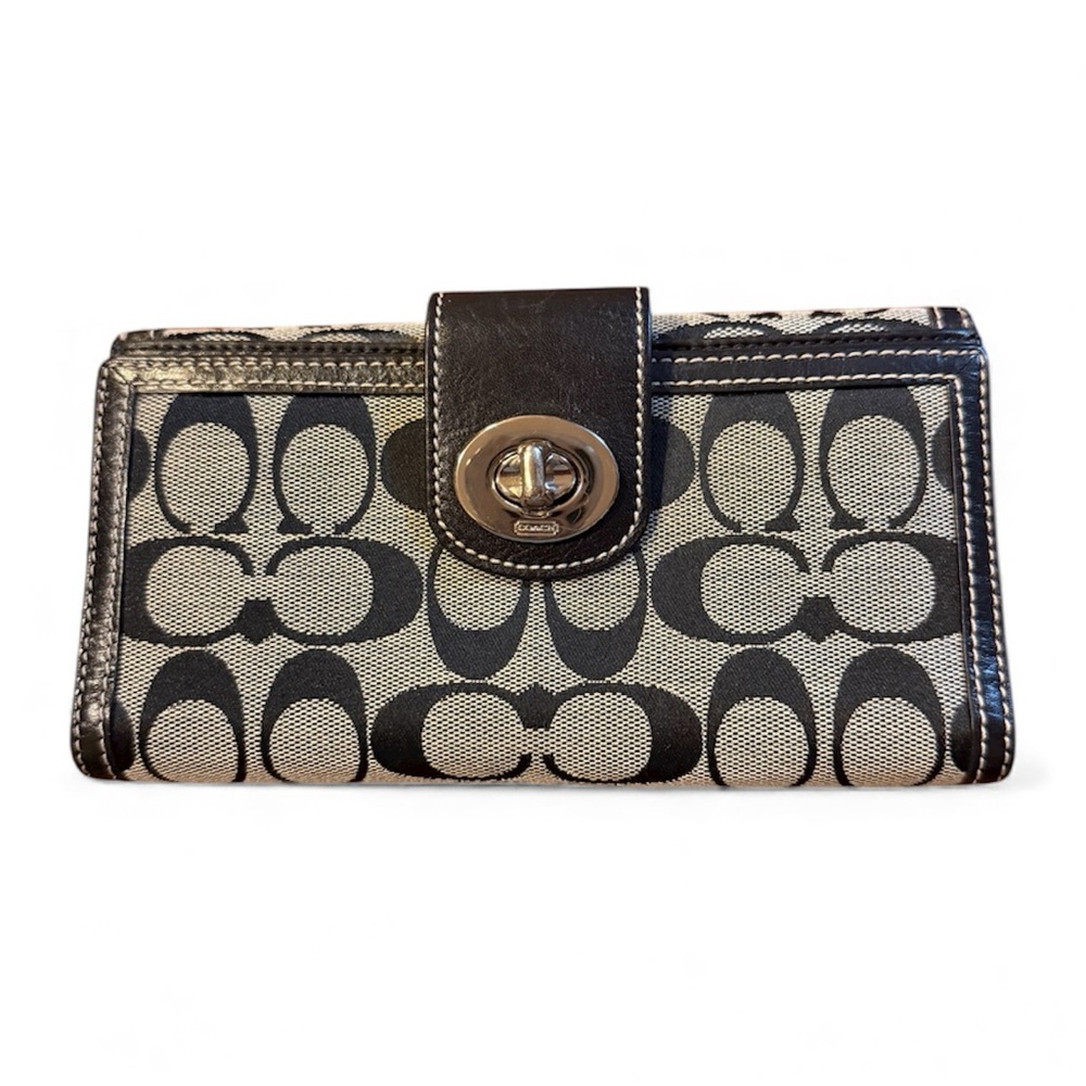 EUC Coach Black and White Signature Wallet